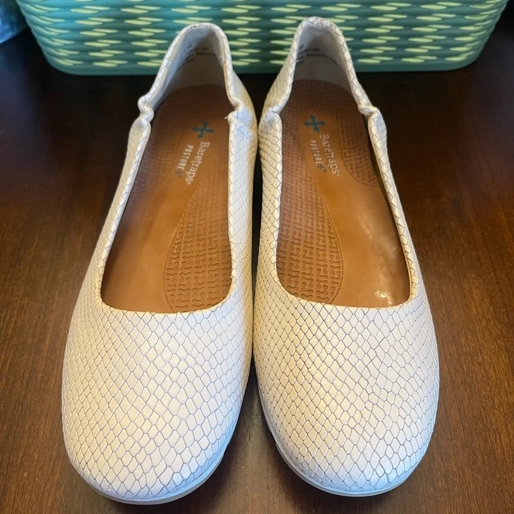 BareTraps White Textured Ballet Flats